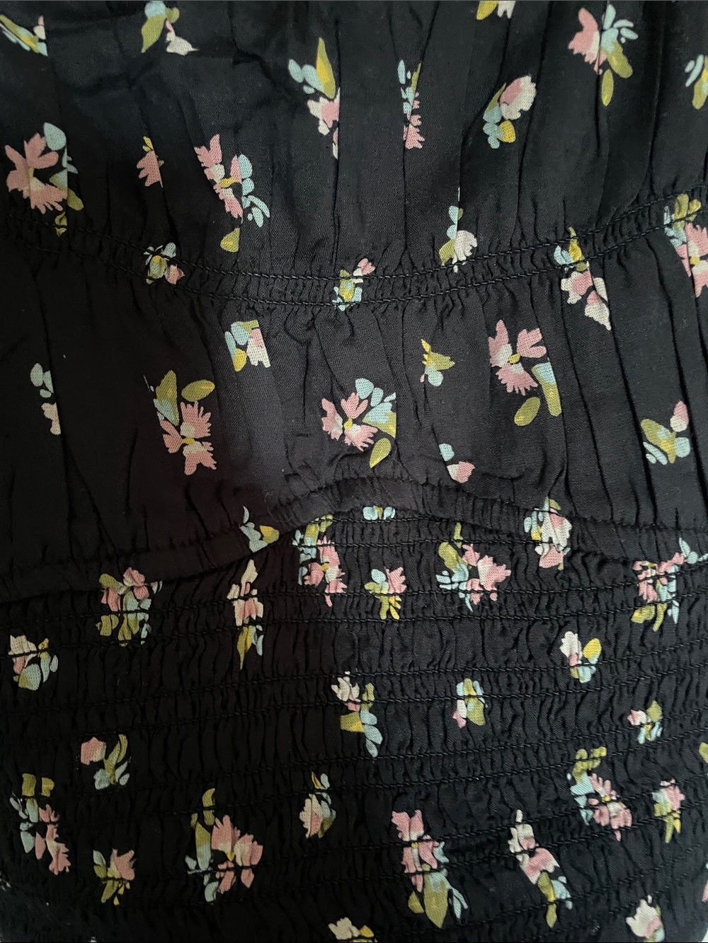 Free People Black Floral Smocked Crop Top - Picture 5 of 7